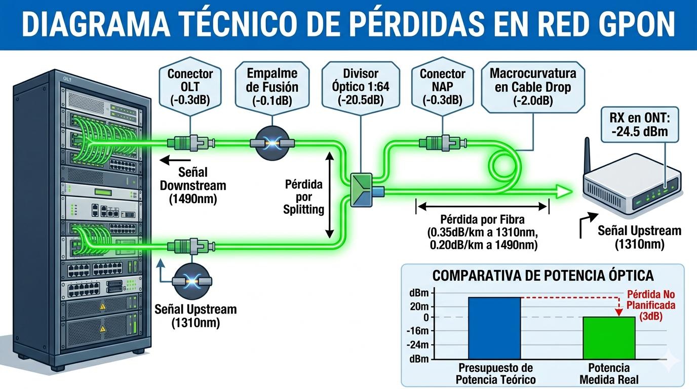 Interpretación de Niveles de Señal Óptica (RX/TX): ¿Cuándo es problema de potencia?